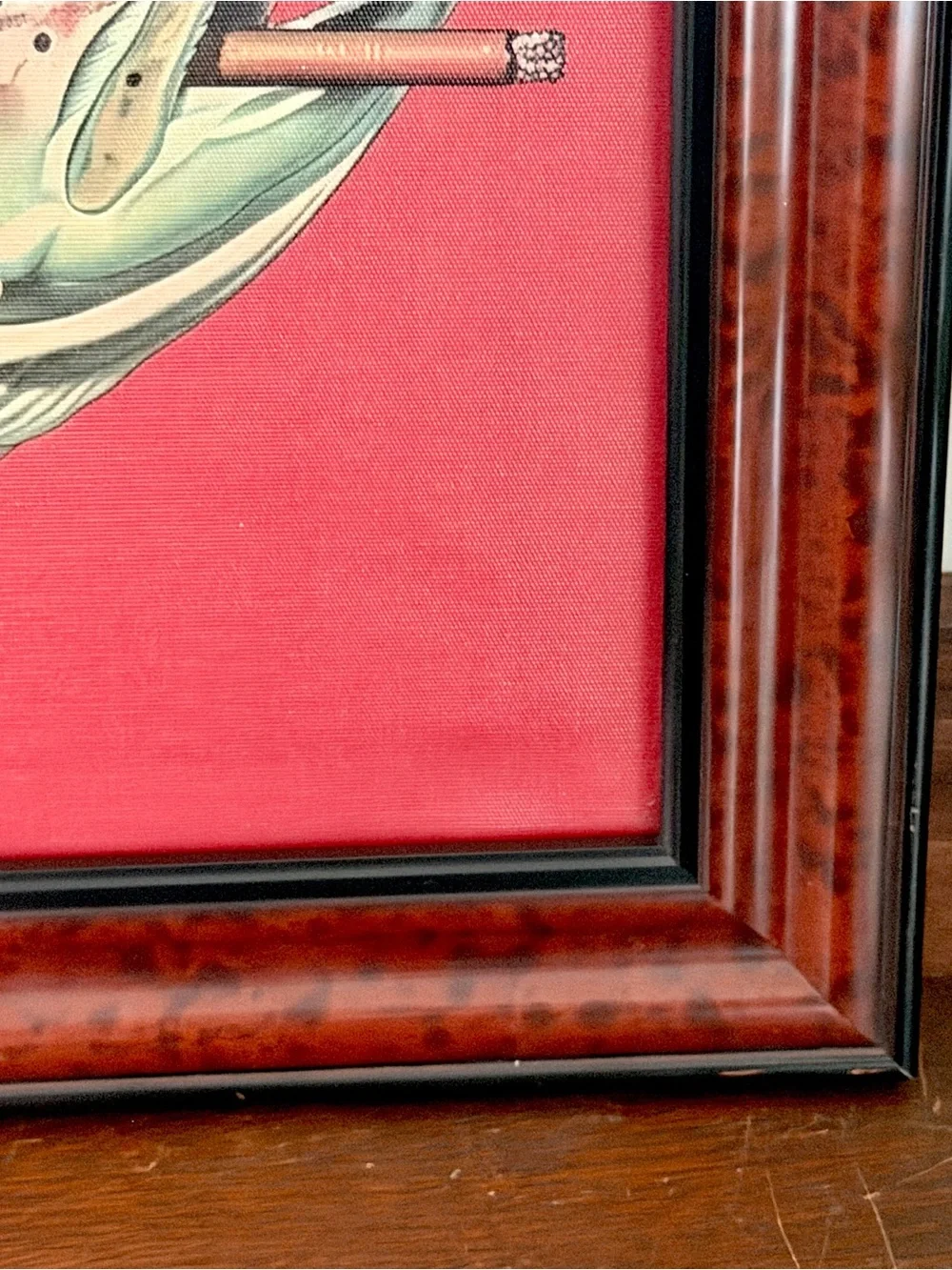 Trout Fish Smoking a Cigarette Vintage Style Canvas Wall Art Print Wood Framed